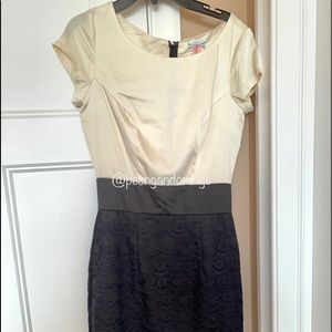 Size XS: Stunning black lace and cream colored Dress by Down East Basics.